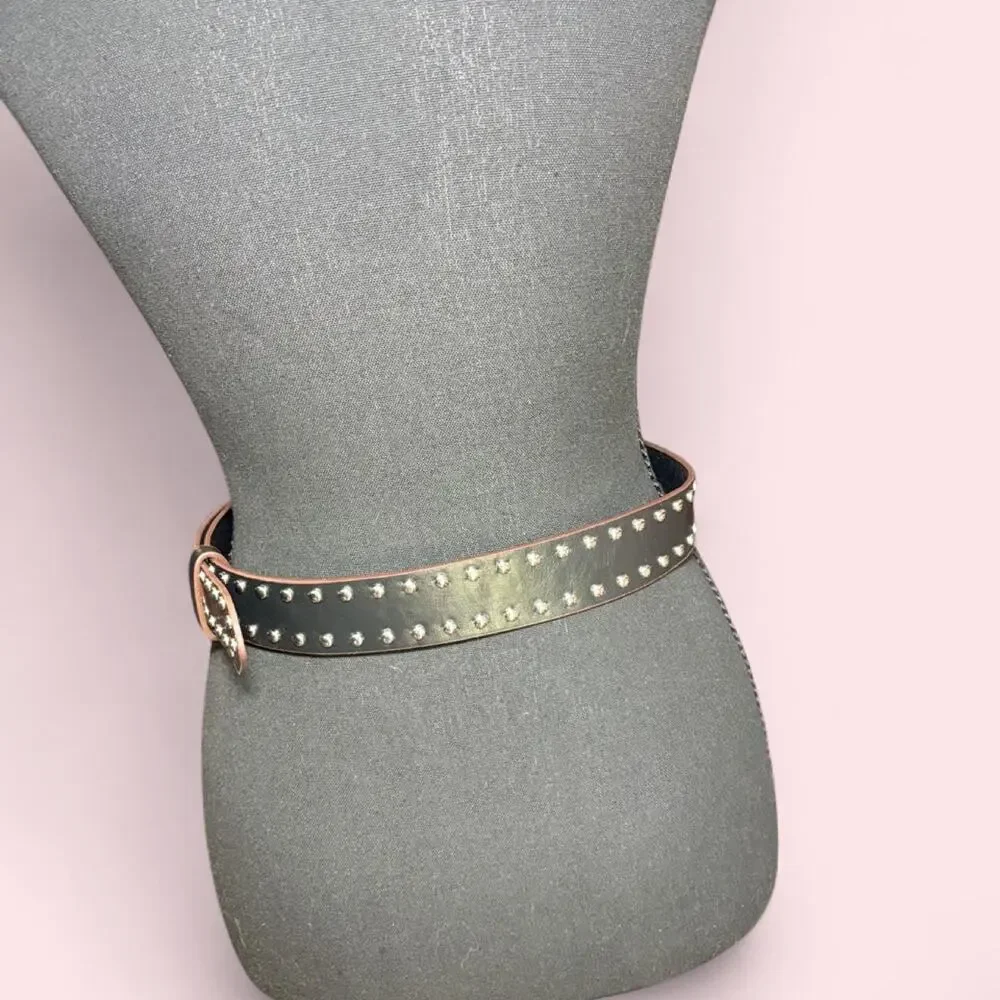 Black studded belt with silver butterfly buckle Coquette fairycore whimsigoth